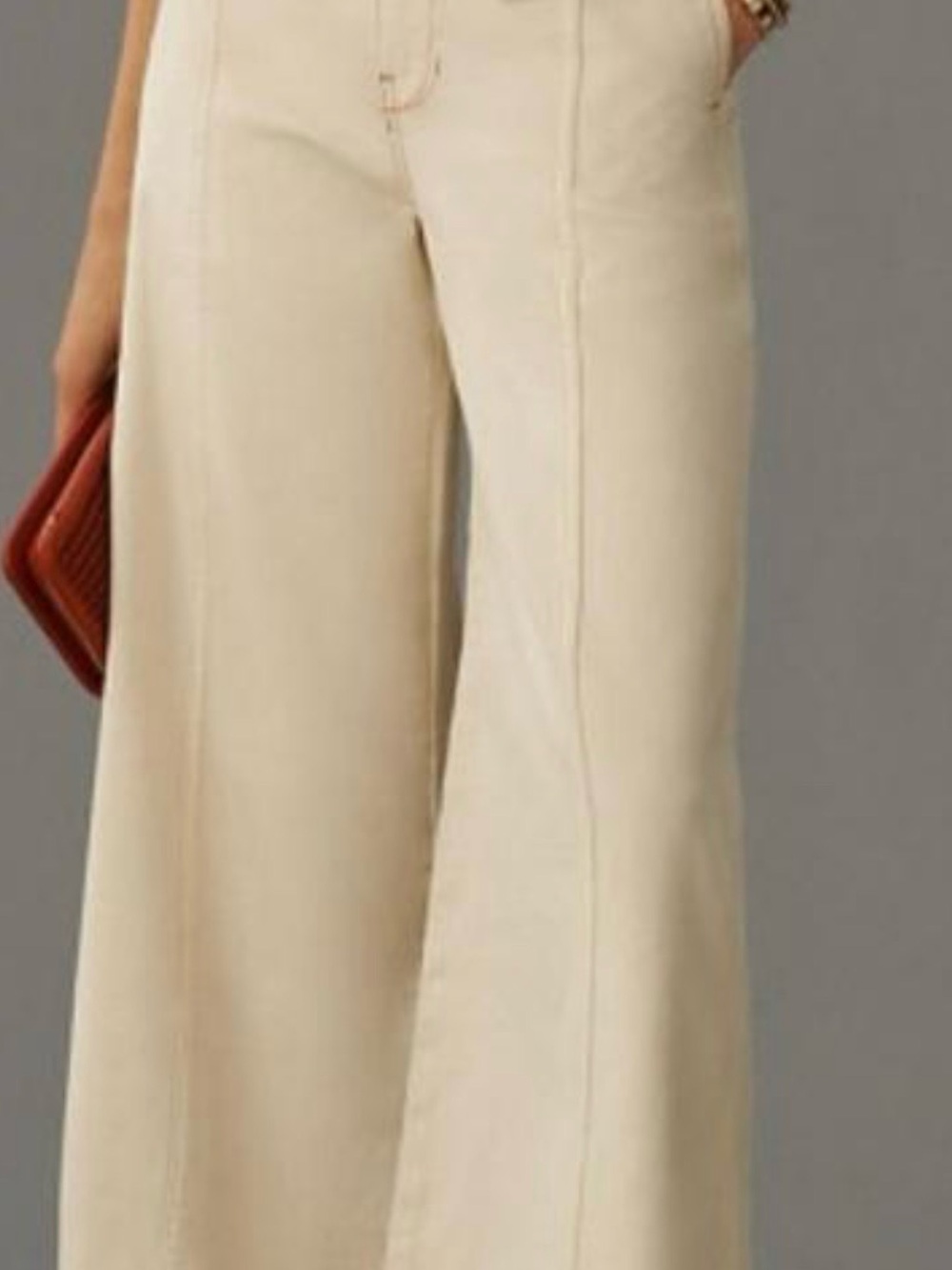 From Anthropologie Pilcro Wide-Leg Cream Jeans - Tailored High-Waist Style sz 31